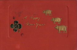 A Warm New Year Pigs Postcard Postcard