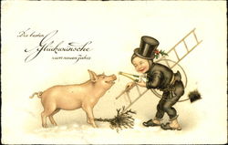 Chimneysweep & Pig Pigs Postcard Postcard