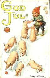 God Jul! Pigs Postcard Postcard