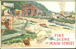 Fire Scene On Main Street Postcard