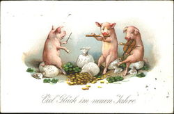 Viel Gluck Im Neuen Tahre Pigs Postcard Postcard