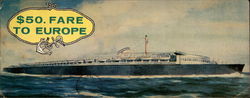 $50 Fare To Europe Cruise Ships Large Format Postcard Large Format Postcard