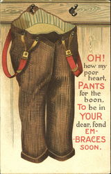 Oh! How My Poor Heart, Pants For The Boon, To Be In Your Dear, Fond Embraces Soon Comic, Funny Postcard Postcard