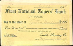 First National Topers' Bank Of Booze Drinking Postcard Postcard