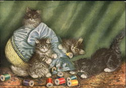 On Mischief Bent - Kittens Postcard