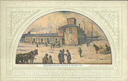 The First Railway Station In Chicago Postcard