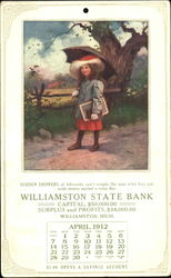 Williamston State Bank April 1912 Michigan Calendars Postcard Postcard