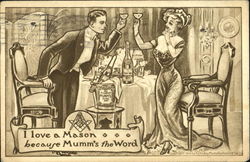 I Love A Mason Because Mumm's The Word Postcard