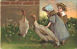 Thanksgiving Greetings Children Postcard Postcard