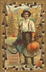 A Happy Thanksgiving Men Postcard Postcard