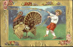 Thanksgiving Greetings Children Postcard Postcard