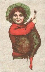 Boy with Turkey Postcard