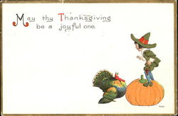 May Thy Thanksgiving Be A Joyful One Pilgrims Postcard Postcard