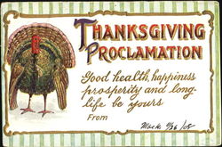 Thanksgiving Proclamation Turkeys Postcard Postcard