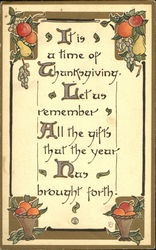 It Is A Time Of Thanksgiving Postcard