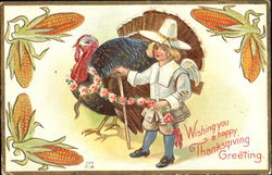 Wishing You A Happy Thanksgiving Greeting Postcard