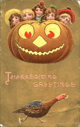 Thanksgiving Greetings JOL Children Postcard Postcard