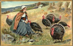 Thanksgiving Day Pilgrims Postcard Postcard