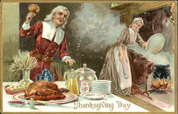 Thanksgiving Day Pilgrims Postcard Postcard