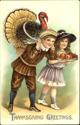 Thanksgiving Greetings Children Postcard Postcard