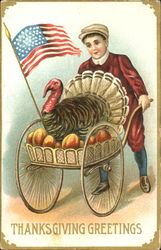 Thanksgiving Greetings Patriotic Postcard Postcard