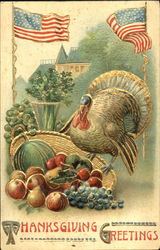 Thanksgiving Greetings Patriotic Postcard Postcard