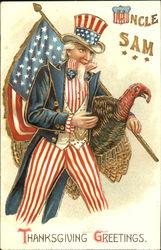 Uncle Sam Thanksgiving Greetings Patriotic Postcard Postcard