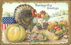 Thanksgiving Greetings Patriotic Postcard Postcard