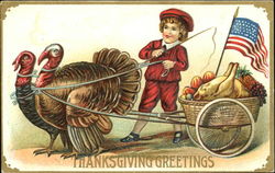 Thanksgiving Greetings Patriotic Postcard Postcard