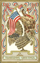 Thanksgiving Greetings Patriotic Postcard Postcard