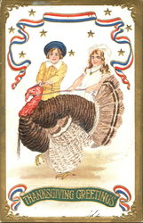 Thanksgiving Greetings Children Postcard Postcard