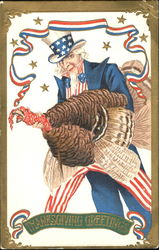 Thanksgiving Greetings Patriotic Postcard Postcard