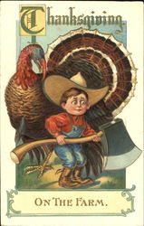 Thanksgiving On The Farm Children Postcard Postcard