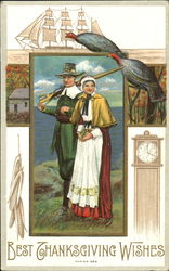 Best Thanksgiving Wishes Pilgrims Postcard Postcard