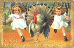 Girls with Turkey Children Postcard Postcard