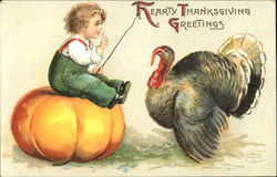 Hearty Thanksgiving Greetings Children Postcard Postcard