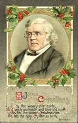 A Joyful Christmas - William Makepeace Thackeray  Men Postcard Postcard