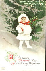 Yours With Love Mary Christmas Children Postcard Postcard