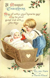 A Merry Christmas Children Postcard Postcard