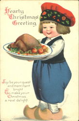 Hearty Christmas Greeting Postcard