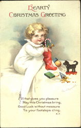 Hearty Christmas Greeting Postcard