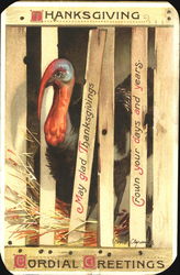 Thanksgiving Cordial Greetings Turkeys Postcard Postcard