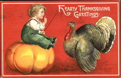 Hearty Thanksgiving Greetings Children Postcard Postcard