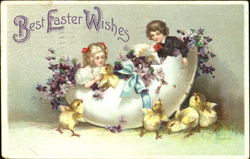 Best Easter Wishes With Children Postcard Postcard