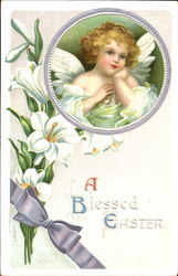 A Blessed Easter With Angels Postcard Postcard