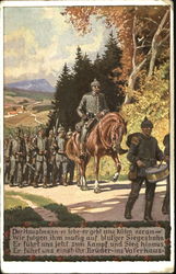 German Army marching through countryside World War I Postcard Postcard