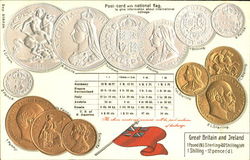 Great Britain And Ireland Coins Money & Coins Postcard Postcard