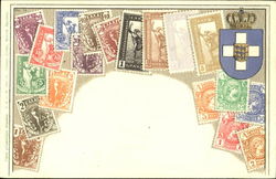 Greek Postage Stamps Postcard