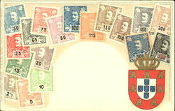 Various postage stamps of Portugal Postcard