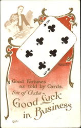 Good Luck In Business 6 of Clubs Card Games Postcard Postcard